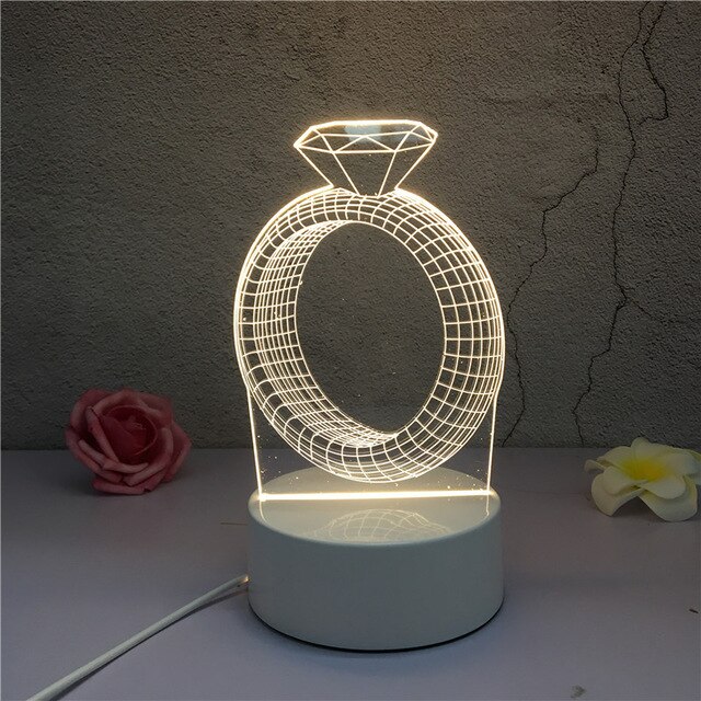 SOLOLANDOR 3D LED Lamp Creatieve 3D LED Night Lights Novelty Illusion Night Lamp 3D Illusion Tafellamp Voor Thuis Decoratieve licht: Ring