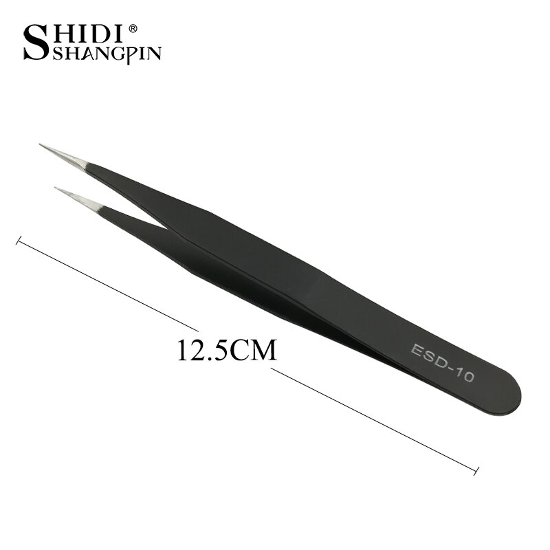 Pinza para extensión de pestañas, pinzas de maquillaje individuales de acero inoxidable, 1 Uds.: 1 pcs ESD-10