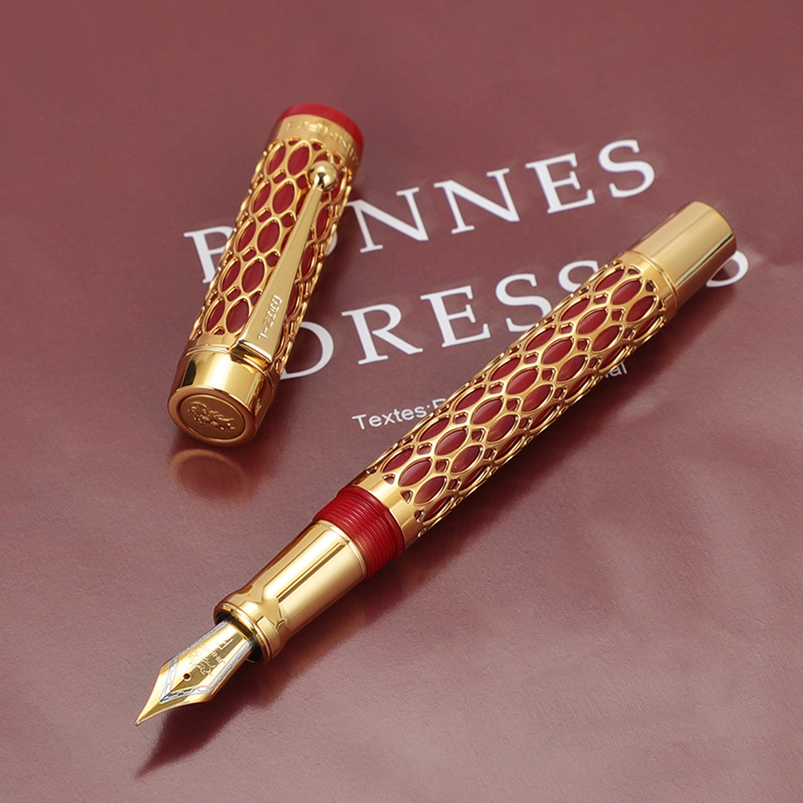 Jinhao stulecie 100 pióro wieczne prawdziwe złoto galwaniczne drążjeden długopisy z atramentem płynnie F stalówka szkolne biuro artykuły biznesowe