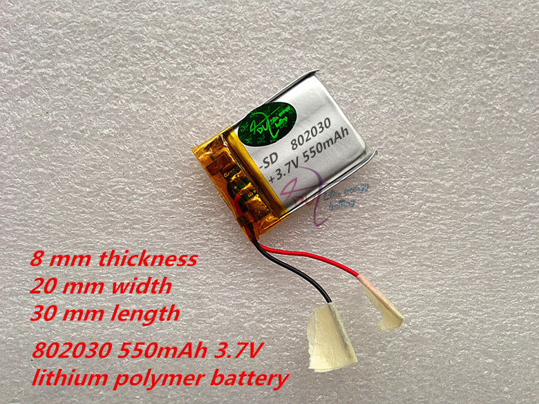 Liter energie batterij 1 stks/partij 802030 550 mAh 3.7 V lithium polymeer batterij MP3 MP4 MP5 Li ion stimulator batterij