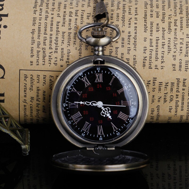 Bronze Quartz Pocket Watch Chain Pendant Fob watch Men Women Fob Watch Relogio DeBolso CF1209