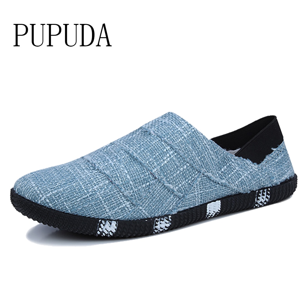 PUPUDA uomo scarpe Casual espadrillas traspiranti uomo Slip On mocassini scarpe comode Sneakers uomo moda scarpe di tela mocassini M
