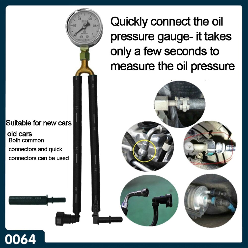 General Automobile Gasoline Pressure Gauge Oil Pressure Fuel Pressure Gauge Test Meter Test Gasoline Pressure Tool Quick-C