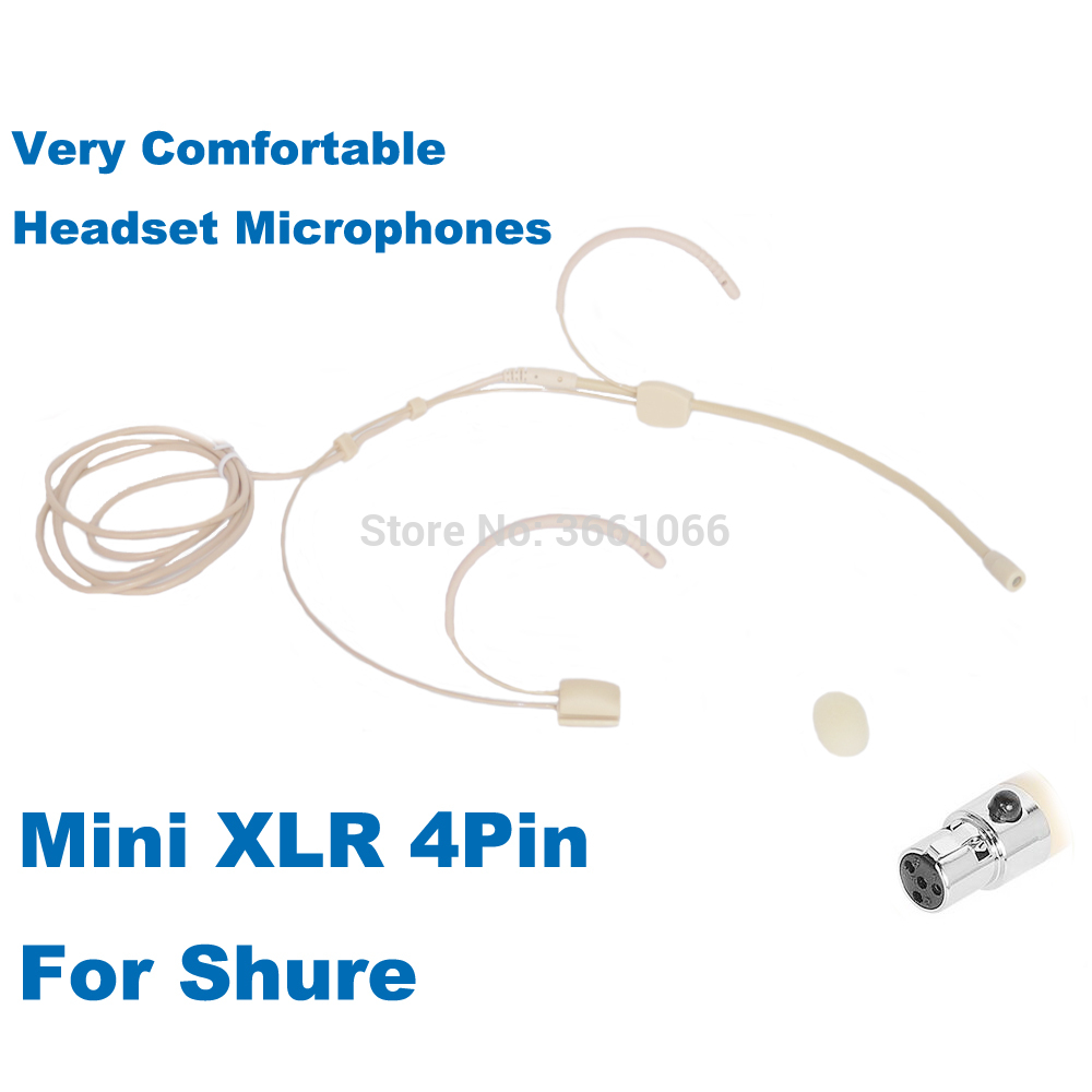 Omidirectional Microdot Headset Microphone For SHURE Wireless System Head-mounted Headworn - Mini XLR Ta4f Connector 4SH-003
