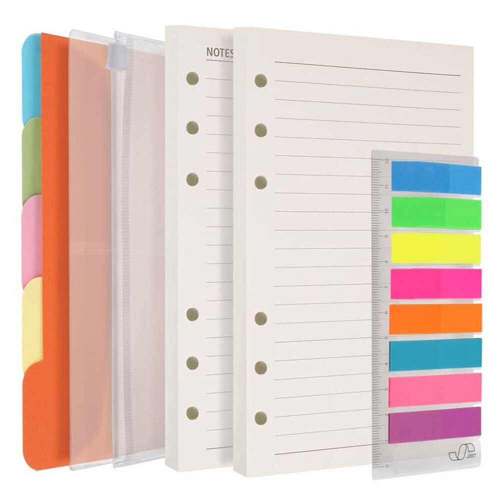 Recharge Papier 6 Trous Pour Classeur Ou Planner - 80 Feuilles épaisses (13.5 X 19 Cm) - Lignées, Quadrillées, Blanches
