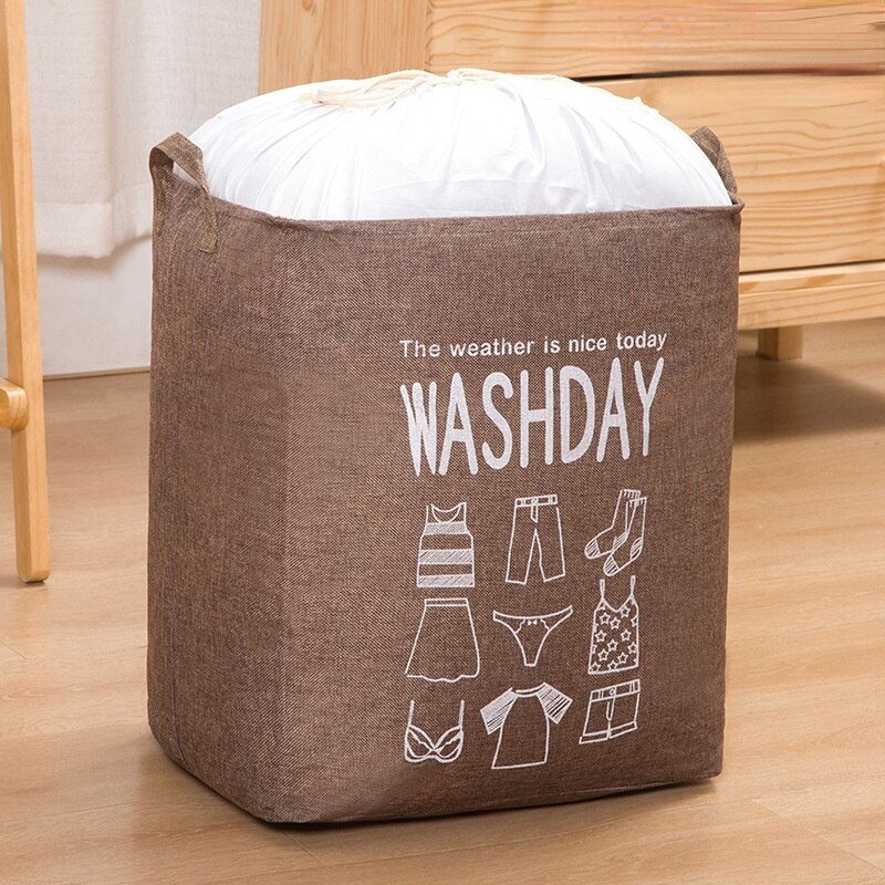 Large-capacity Laundry Basket Foldable Clothing Quilt Storage Basket Dirty Clothes Laundry Bathroom Organizer Baskets Modern: brown