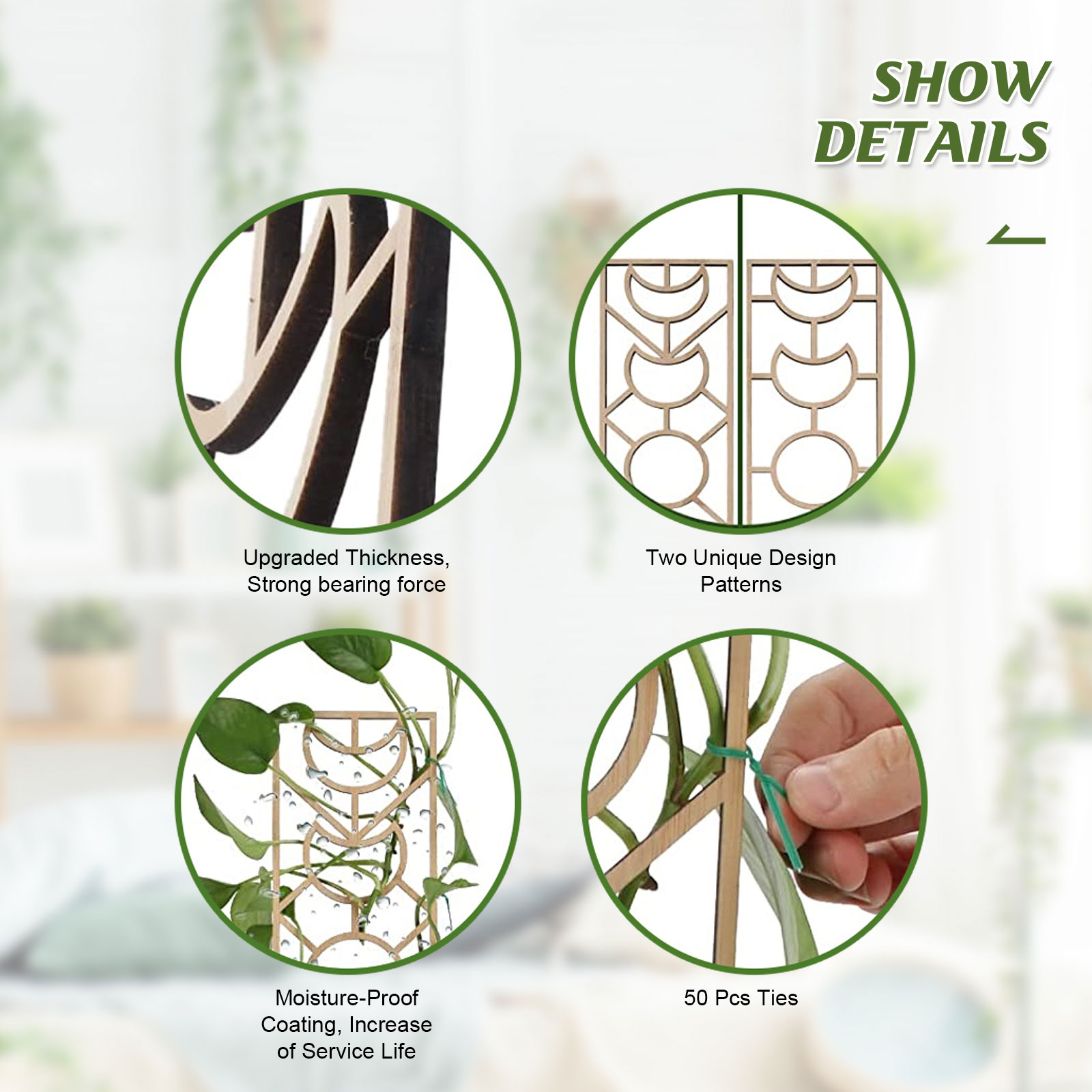 Enrejados para plantas trepadoras, 3 piezas, soporte para plantas de jardín DIY, soporte para vides de flores, poste de madera, suministros para jardín