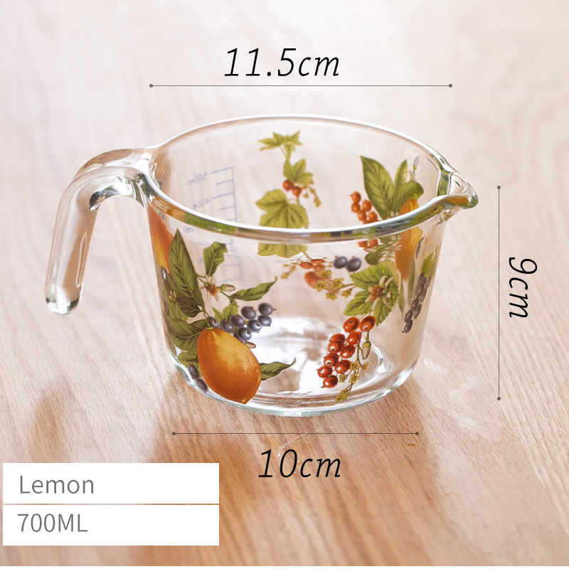 retro Blume Messbecher mit Deckel Glas Milch Saft Tasse mit Skala Messgläser Haushalt Küche Spielereien Backen Kochen Werkzeug: Pflaume