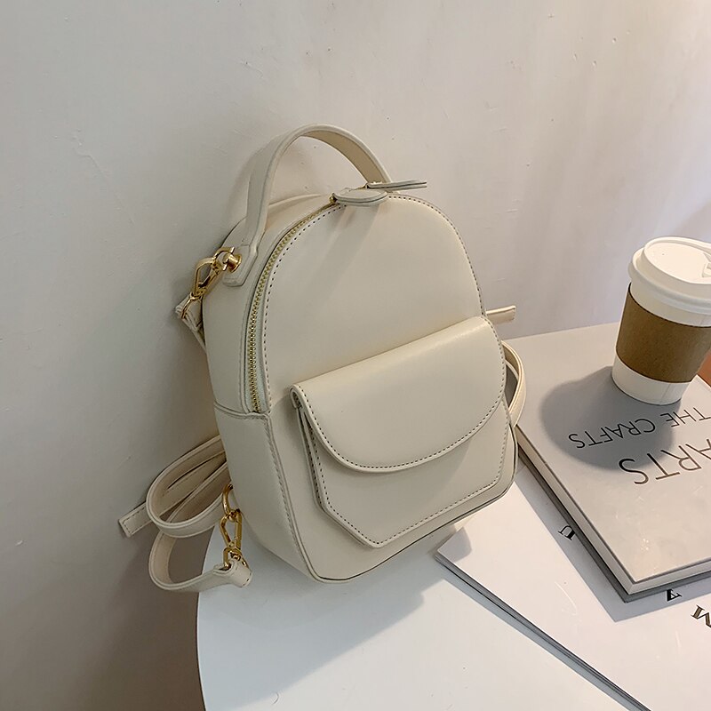 Tamara Effen Kleur Vrouwen Leren Rugzak School Reistassen Eenvoudige Mode Dagelijkse Tas Lady Crossbody Rugzakken: white