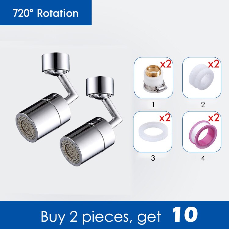 Universal Splash Filter Faucet Kitchen Bathroom Tap for Water Filter Rotating Replacement 720 Degree Douche Adjustable R2045: A-2 sets