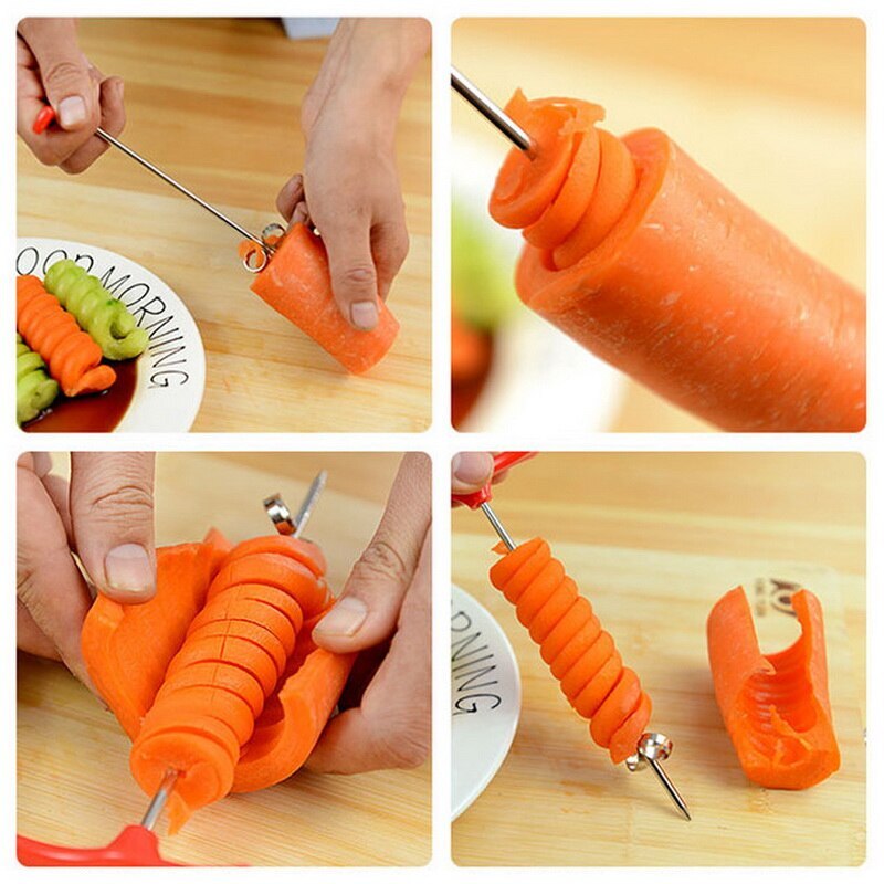 Vegetable Knife Carving Tool Slicer For Potato Carrot Cucumber Saladstainless Steel Chopper Screw Slicer Cutter