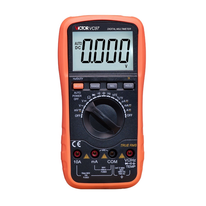 Multímetro Digital VC97 valores eficaces verdaderos rango automático 4000 recuentos resistencia capacitancia frecuencia medidor de prueba de temperatura multímetro