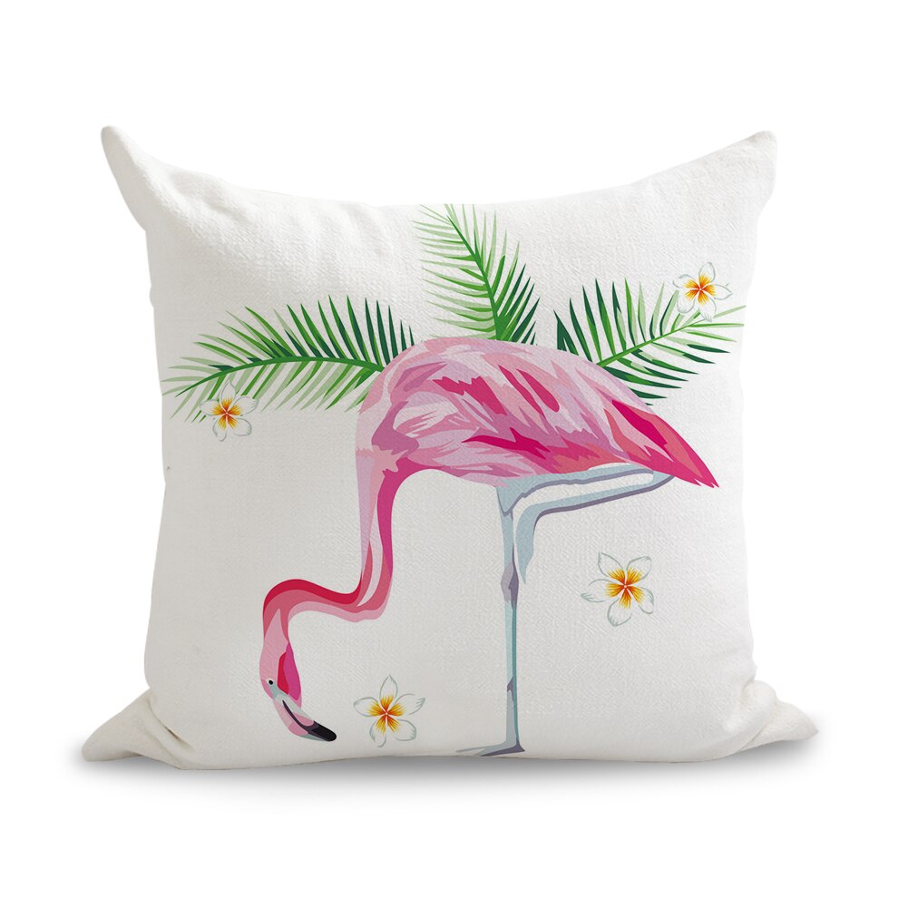 Endeløs sommer pink flamingo puder hør sofa sæde pude pude boligindretning: Mælkehvid / Indvendig ikke inkluderet