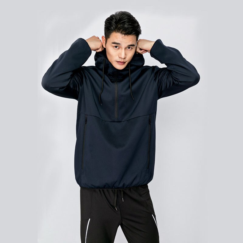 Mannen Winddicht Fietsen Jas Met Kap Volledige Rits Waterdichte Windjack Lange Mouw Sneldrogende Thermische Outdoor Sport Jas