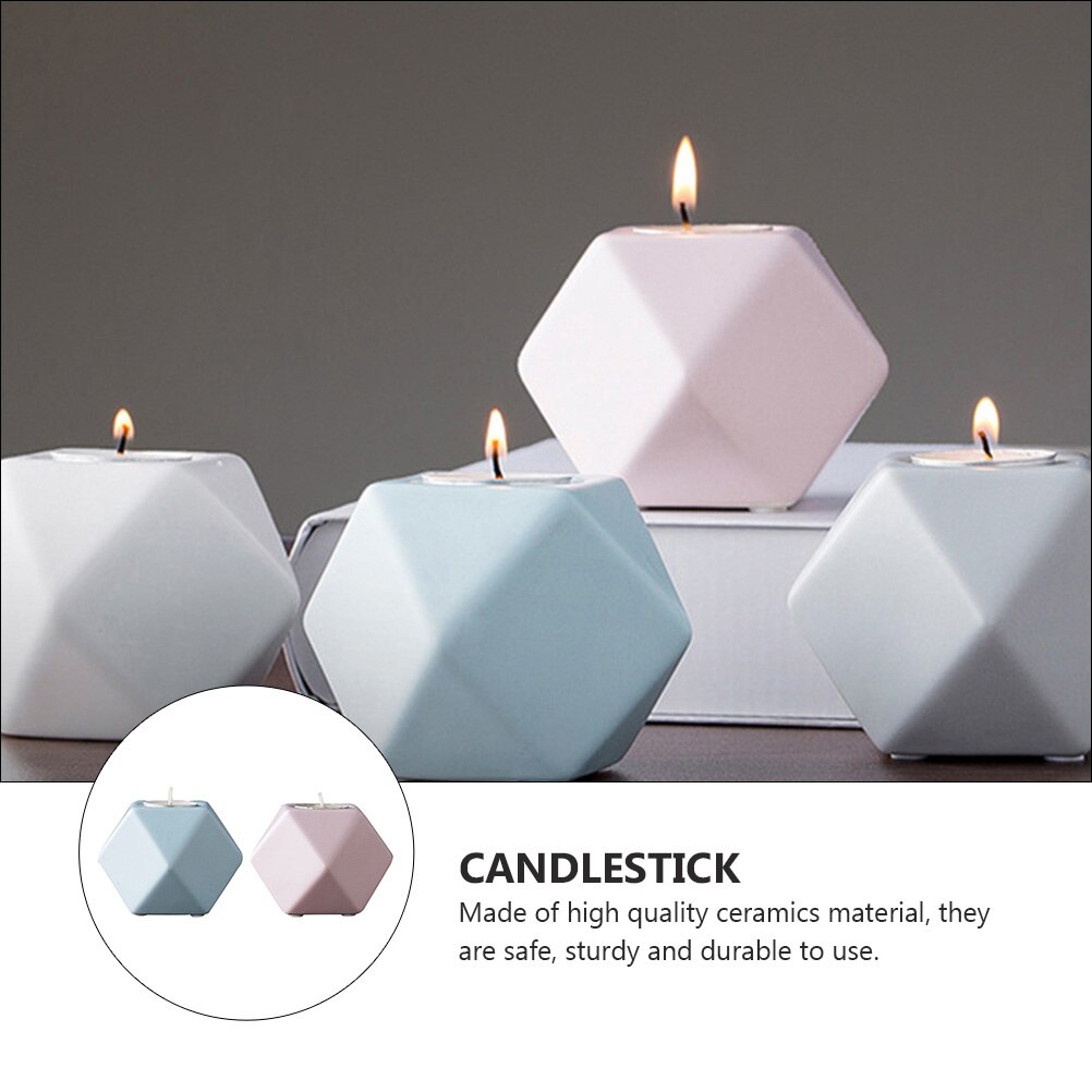 2Pcs Kandelaars Hittebestendig Duurzaam Keramiek Ornamenten Kaars Staat Kandelaar Decors Voor Kantoor Huishoudelijke Winkel