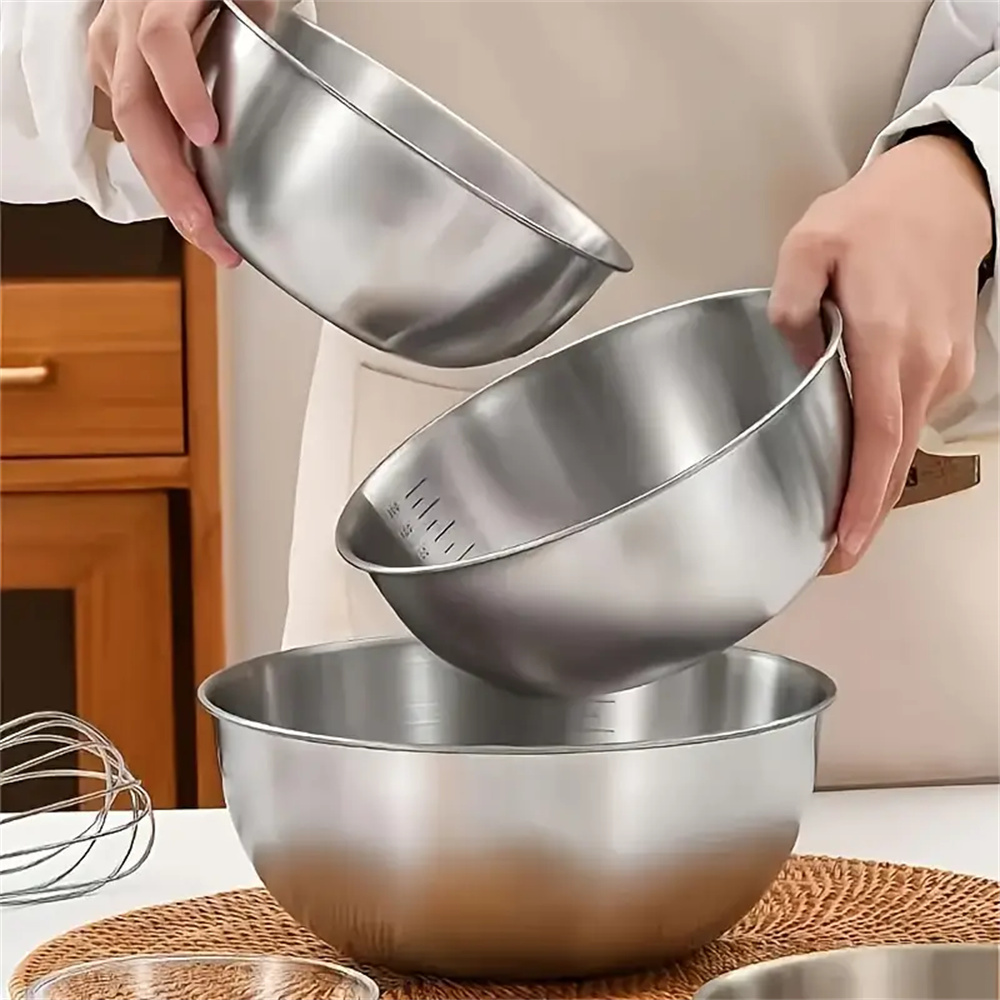 1–3 Edelstahl-Schüssel-einstellen mit Skala zum Kochen, Backen, Aufbewahrung von Lebensmitteln, großes FassungsvermöGen, Rührschüsseln für sterben Küche zu Hause