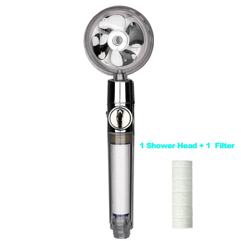 Fun Showerhead Propeller Driven Handheld High Pressure Water Saving Premium Turbocharged for Bathroom Showe Head: B
