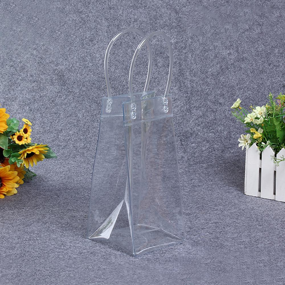PVC Leakproof Ice Bag Transparent Ice Pack Portable Ice Bucket Wine Champagne Bottle Chiller With Carry Handle 25*11CM