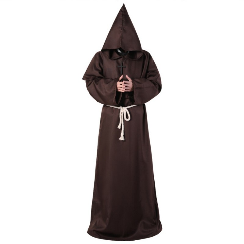 Halloween Monk Hooded Robes Cloak Cape Friar Medieval Renaissance Priest Men Robe Clothes Comic Con Party Cosplay Costume