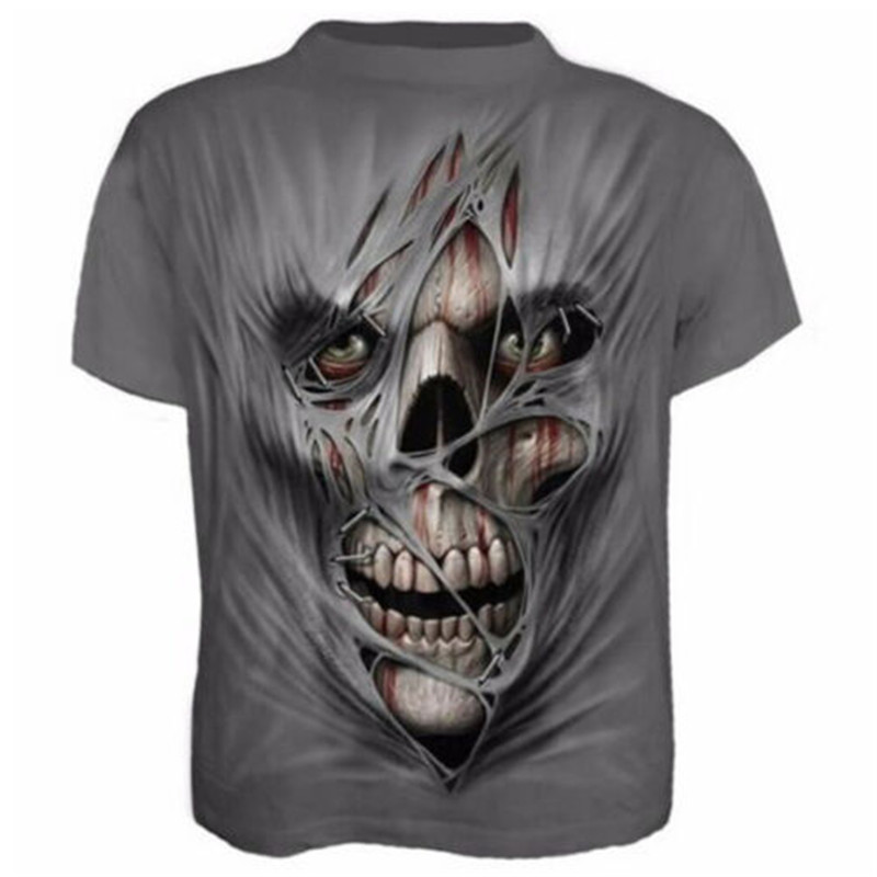 Stylish 3D Printed Men's T-shirt Male Summer Casual Workout Short sleeve Cotton Tops the Skull Printed Halloween Top streetwear: XL