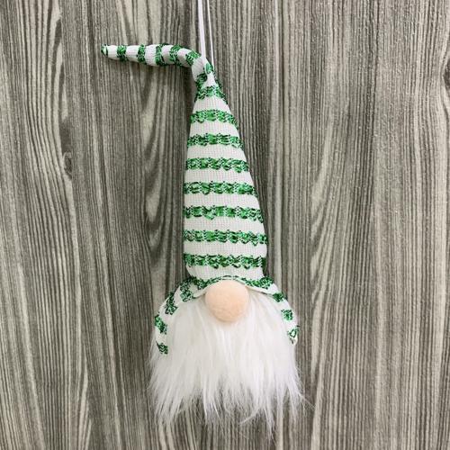 1Pc Christmas Santa Faceless Pop Gnome Hanger Xmas Kous Met Licht Opslag Tas Voor Thuis Vrolijk Kerstfeest Ornament: Green Stripe