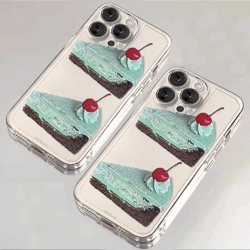 Ins – coque de téléphone avec petit gâteau, sel de mer, brise fraîche, pour iPhone16 Pro Max15 14 13 12 11 XR XS Max7 8 PlusY2K, coque de protection souple