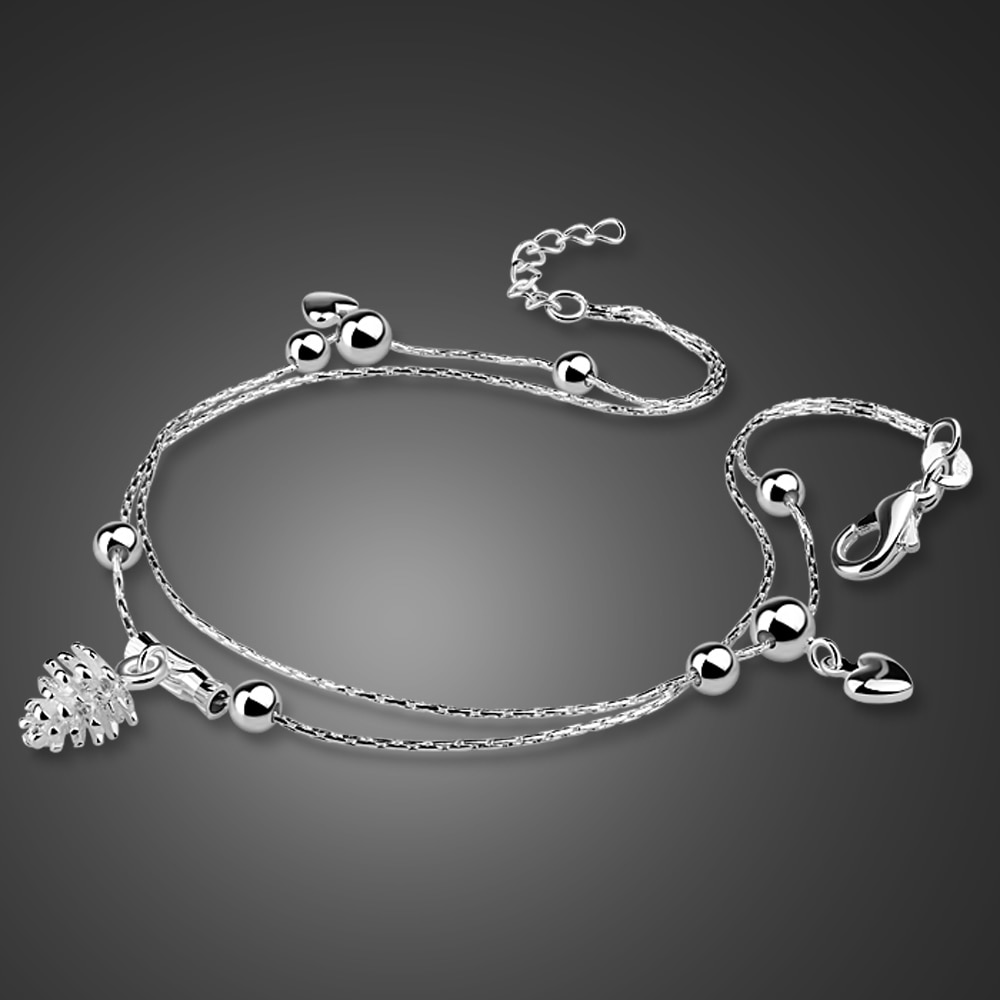 Carino Gioielli in Argento 100% sterlina 925 Cavigliera D&#39;argento ananas Pendente di Disegno Solido Cavigliera D&#39;argento di Fascino Della Ragazza regalo di compleanno: B stile