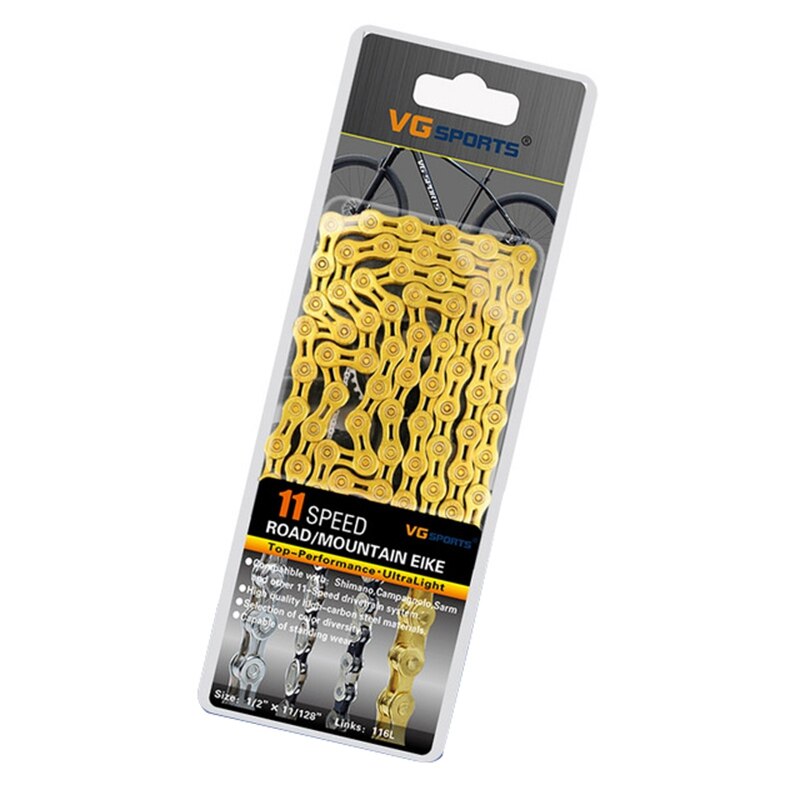 Vg Sport Ultraleicht 11 Geschwindigkeit Fahrrad Kette Bike Kette 116L Berg Mtb Rennrad Ketten -- 11 S Halbe Hohl gold: Default Title