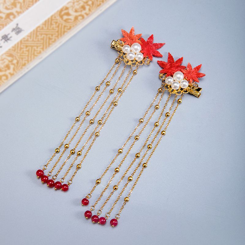 Chinesische haaraccessoires für damen, ahornblatt-haarnadeln, vintage hanfu-kopfschmuck , 1 paar