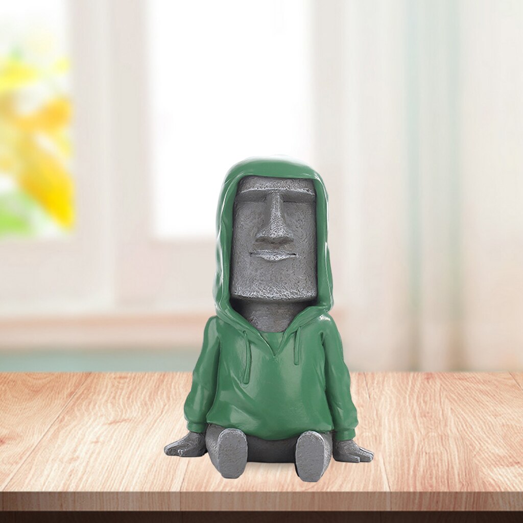 1PC Easter Island Statue Decor Retro Style Massive Megalith Ahu Akivi Monolith Moai Head Sculpture for Bedroom Ornaments: Gray F