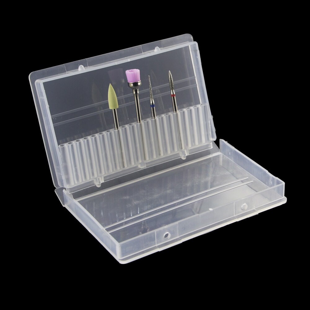 Dwlol 1Pc Transparant Acryl Nail Boor Doos 20 Gaten Plastic Display Stand Container Voor 3/32 "Bits Boor tentoonstelling
