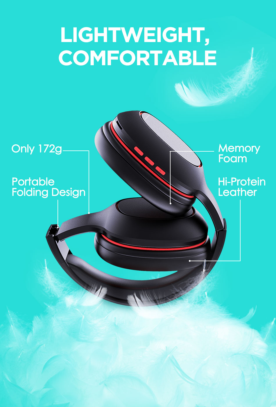 AUSDOM M09 Upgraded Wireless Headphones Bluetooth-compatible 5.0 Headset with TF Card for Music Phone Over-Ear Stereo Headset
