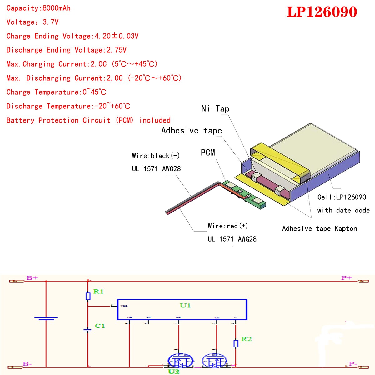 126090 3,7 V lithium-polymer 8000 mah DIY mobile notfall power lade batterie