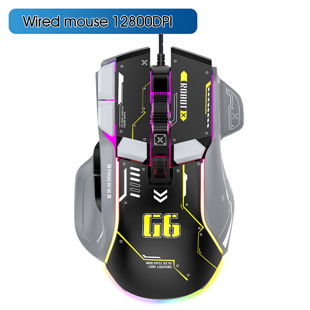 Wireless Gaming Maus Wired Computer Mäuse RGB Gamer Ergonomische 10 Taste 4000-12800DPI LED Spiel Für PC Laptop: DARKNESS