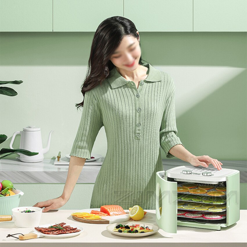 Séchoir à Fruits/légumes GreenBlue GB195 - 250 W, 5 Plateaux (Ø 27 Cm), Réglage 35-70°C, Silencieux
