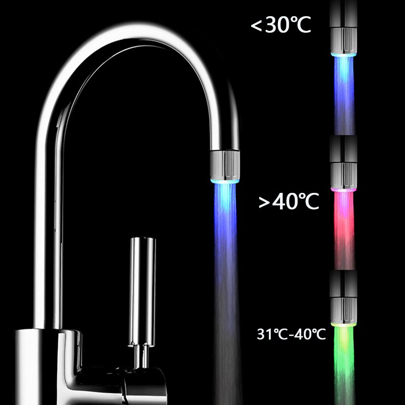 1 stücke Kreative Küche Schlecht Licht-hoch LED Wasserhahn Bunte Ändern Leuchten Düse Dusche Kopf Wasserhahn Filter Keine batterie Suppy: Temperatur dreifarbig