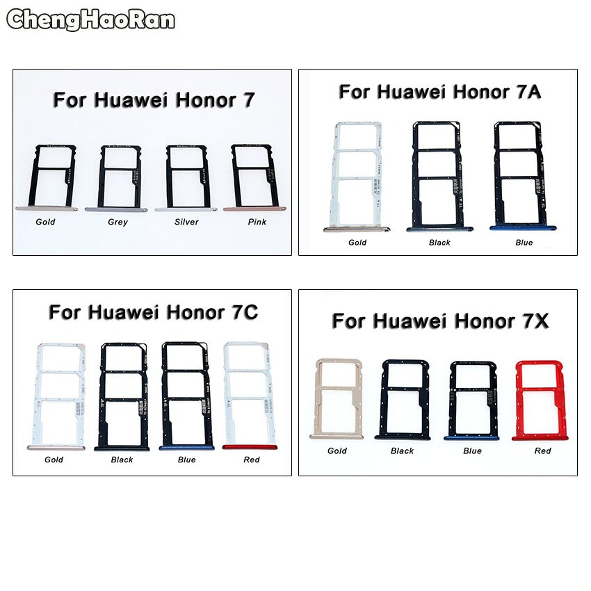 Chenghaoran for huawei honor 7 7a 7c 7x sim-kortin pidike paikka lokero sovitinsäiliö mikro-sd-korttialustan varaosat