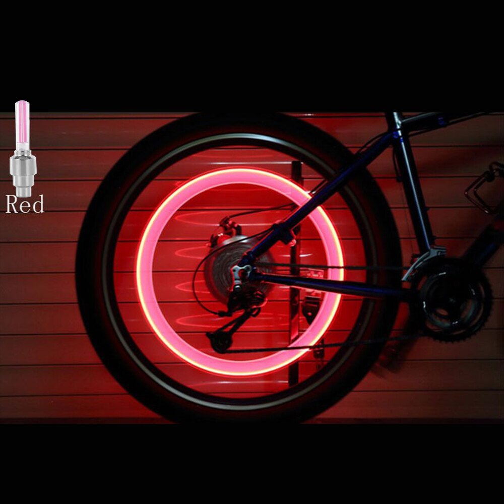 2 uds., ruedas de bicicleta, boquilla con luces de Gas, luces principales, varillas coloridos fluorescentes, bicicletas de luces de montaña: Rojo