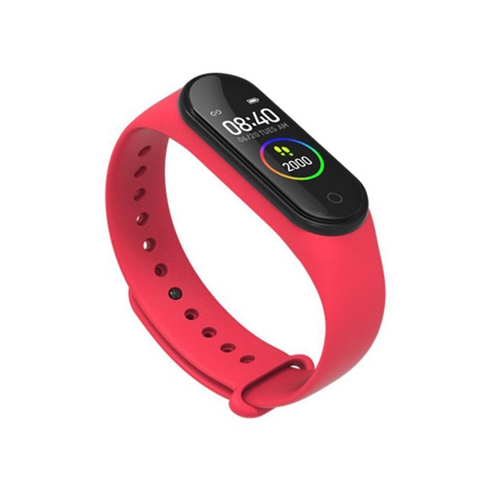 M4 Smart Band 4 Fitness Tracker Horloge Sport Armband Hartslag Bloeddruk Smartband Monitor Gezondheid Polsband: Red line charging