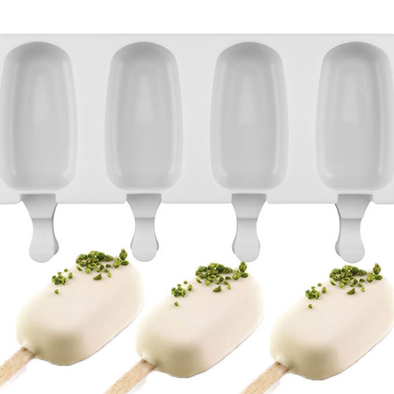 4 Cell Frozen Ice Cube Molds Popsicle Maker DIY Homemade Freezer Lolly Mould With Free Sticks