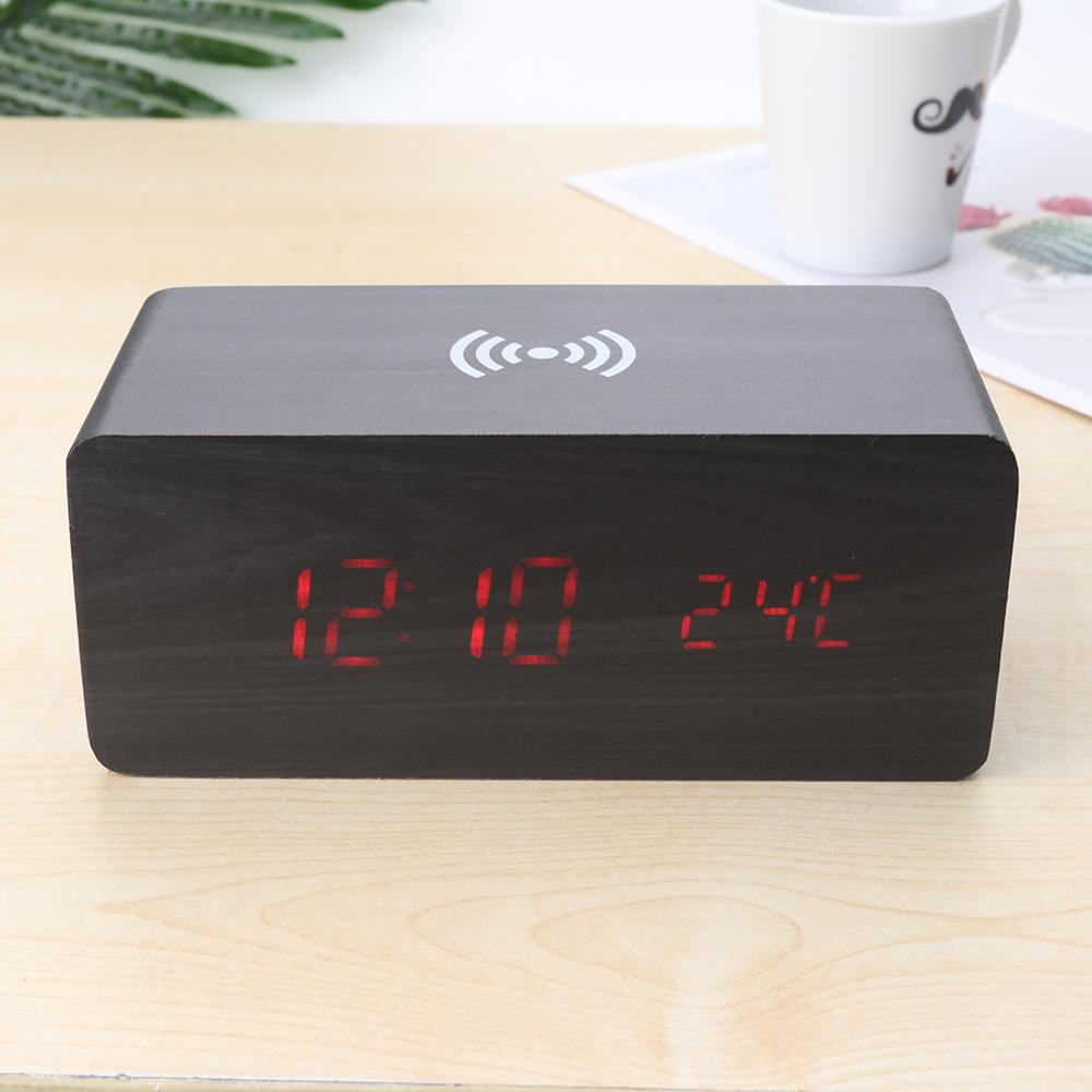 Horloge numérique et électronique | Horloge de Table, luminosité réglable, tendance, horloge murale suspendue, avec câble USB: 11 Wood