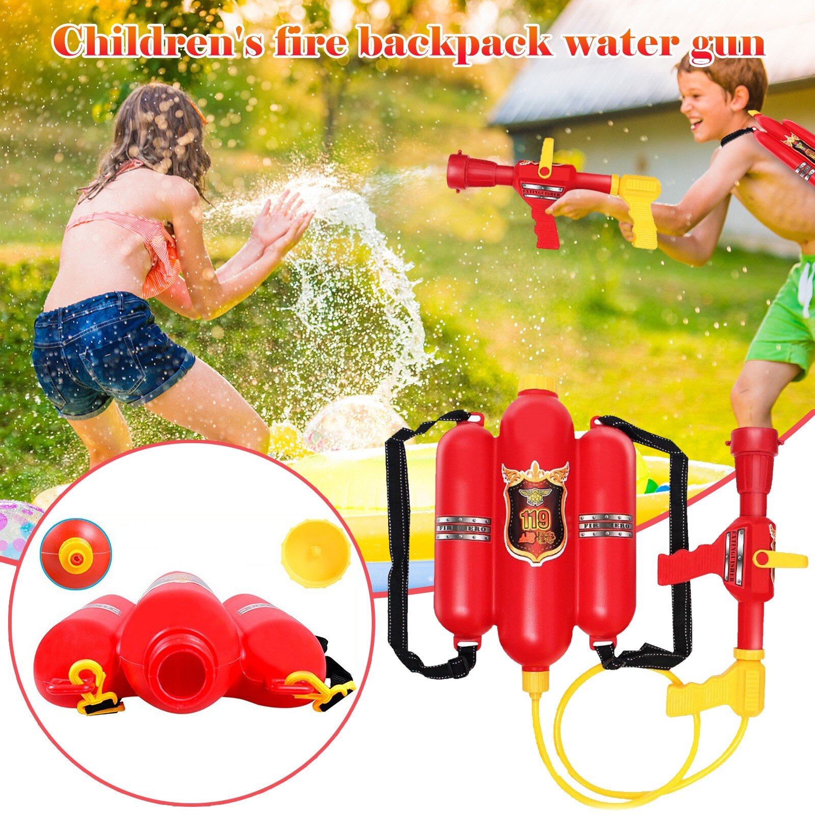 Kinderen Familie Water Guns Games Speelgoed Brandweerman Rugzak Water Shooter-Blaster Waterpistolen Strand Speelgoed Kids Zomer Outdoor Speelgoed #5