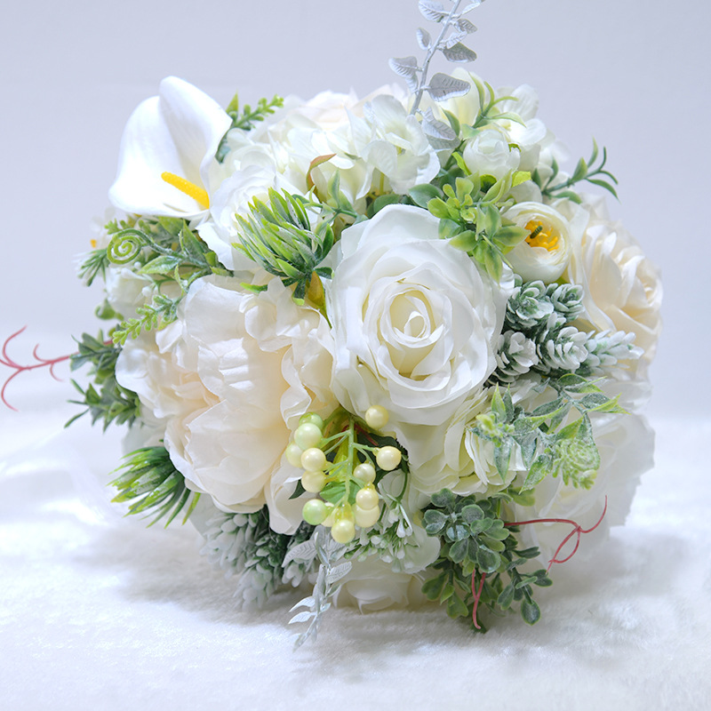Zijde Rozen Bruidsboeket voor bruidsmeisjes Bruidsboeketten Wit Roze Kunstbloemen Mariage Levert Woondecoratie s163