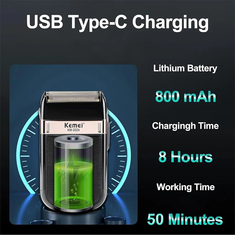 Kemei KM-2299 KM-2024 cortapelos eléctrico inalámbrico para peluquero, cortadora de pelo recargable por USB, Máquina para cortar cabello