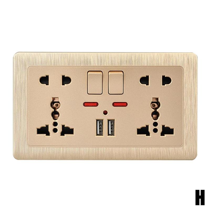 13A British Socket Usb Port Wall Charger Adapter Double Socket Way White Socket Gold 2 D6U3: H