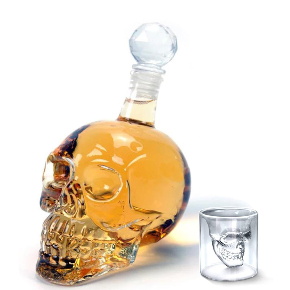 125ML 350ML 550ML 1000ML Vodka Bottle Skull Bottles Gothic Wine Vodka Decanter Glass Flagon