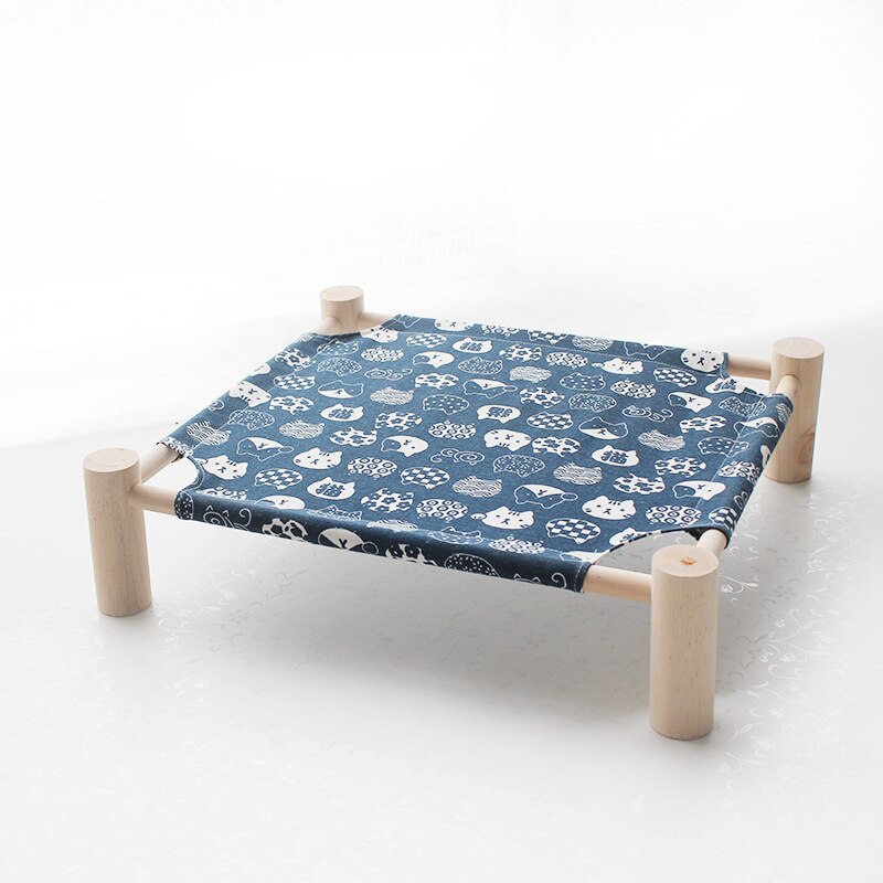 Elevated Cat Bed House Cat Hammocks Comfortable Kitten Puppy Cushion Mat Wood Canvas Cat Lounge Bed Summer Pet Sleeping Supplies: 5