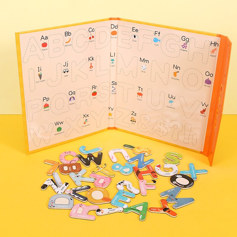 Giocattolo per bambini Puzzle magnetico 3D puzzle Cartoon Animal 26 Letter match Puzzle in legno Monterssori giocattoli educativi per bambini