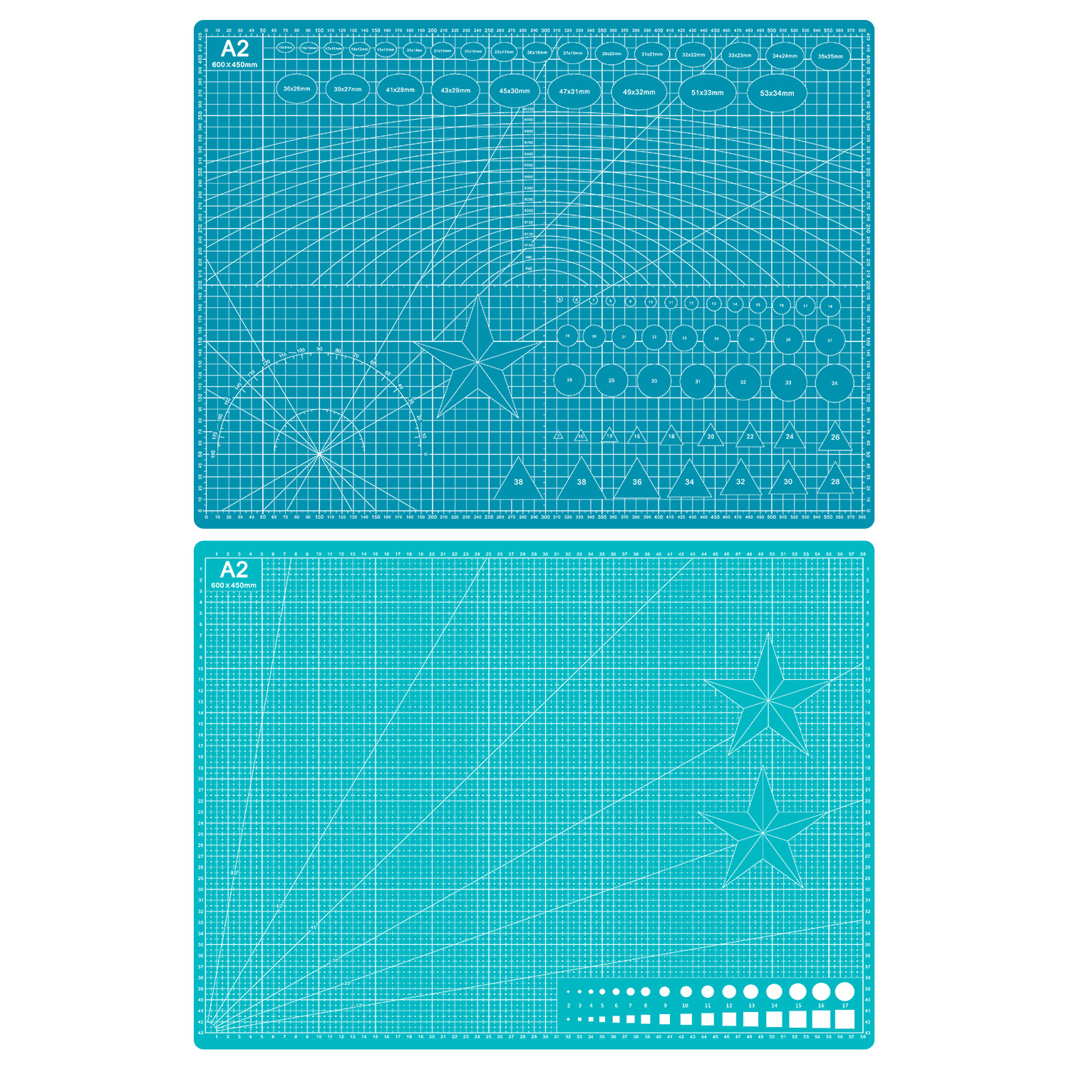 Tapete de corte de PVC A2, almohadilla de corte de retales de un solo lado para banco de trabajo, costura de retazos, cuchillo Manual DIY, tabla de cortar de cuero para grabado: Azul