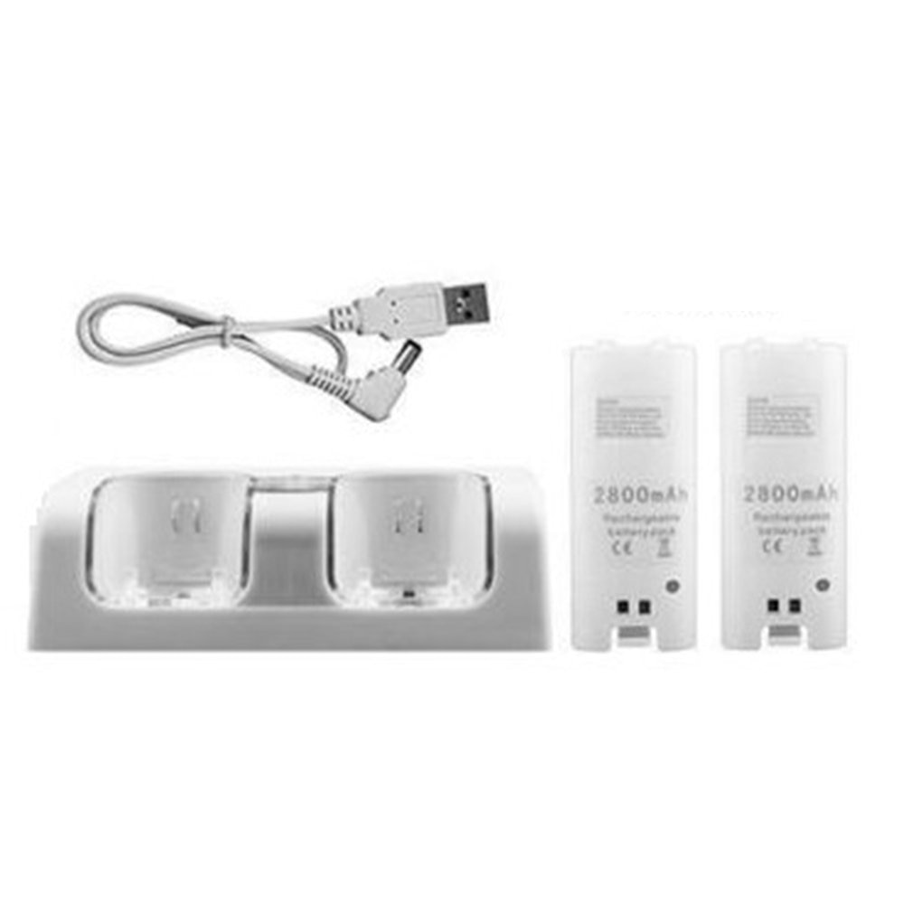 For Nintend WII Remote Controller Charger Charging Dock Station +2 Batteries Game Accessories